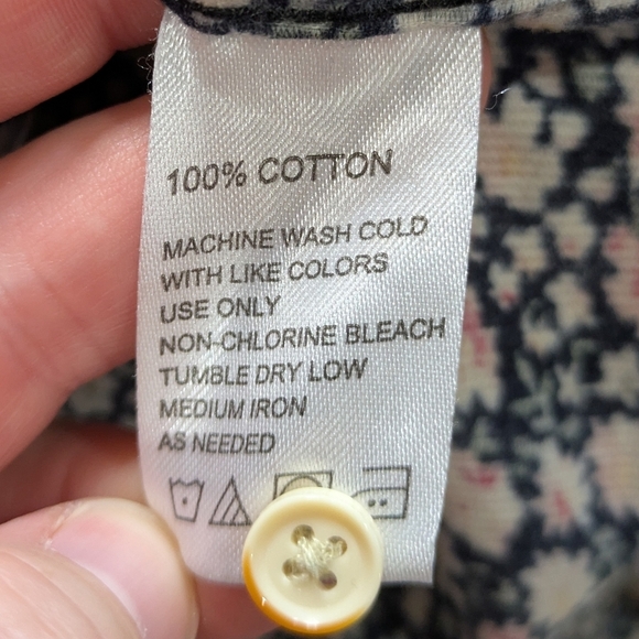 Trovata Birds Of Paradise Black Peach Floral Corduroy Long Sleeve Button Up S - Picture 9 of 10